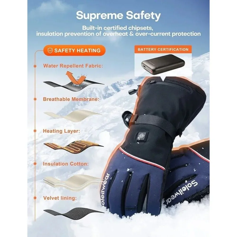 Soleilwear Heated Touchscreen Gloves Unisex with 2 Rechargeable Battery …